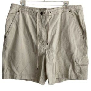 Ralph Lauren Womens Cargo Shorts Sz 16 100% Cotton Tie Flat Front Beige …